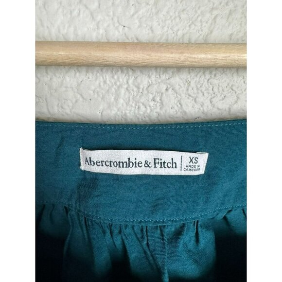 Abercrombie Fitch women's puff sleeve top Size XS Blue Green Feminine Flowy - Picture 6 of 12